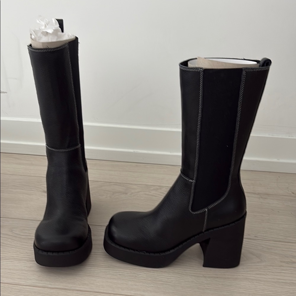 L'INTERVALLE Black Heeled Boots Chunky Platform